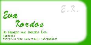 eva kordos business card