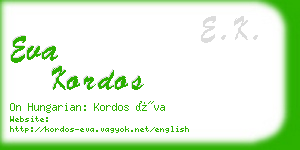 eva kordos business card